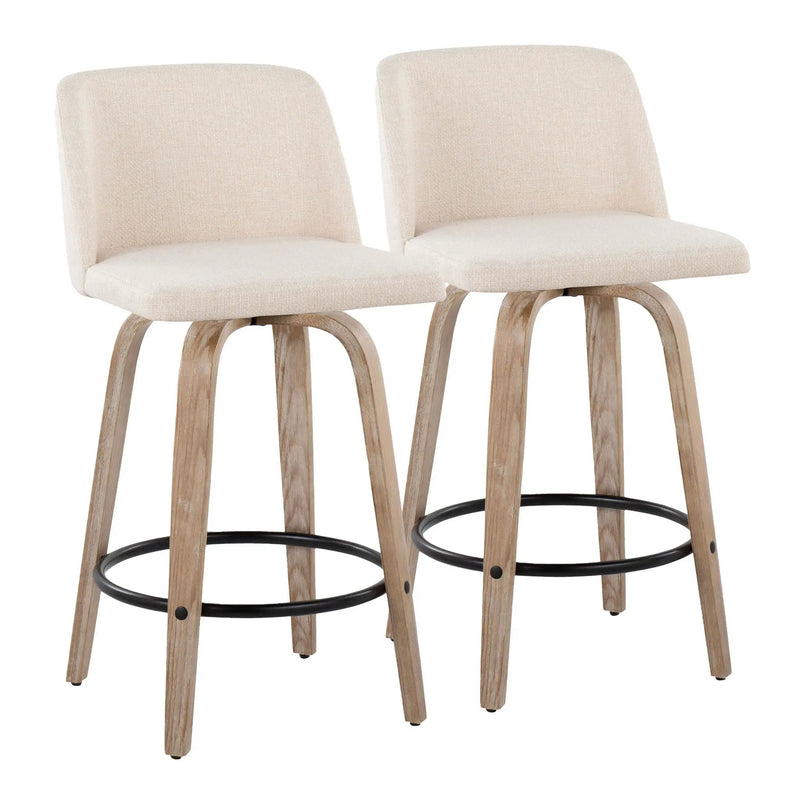 Toriano - Contemporary Fixed-Height Counter Stool & Swivel With Round Footrest (Set of 2) by Unique Piece Furniture