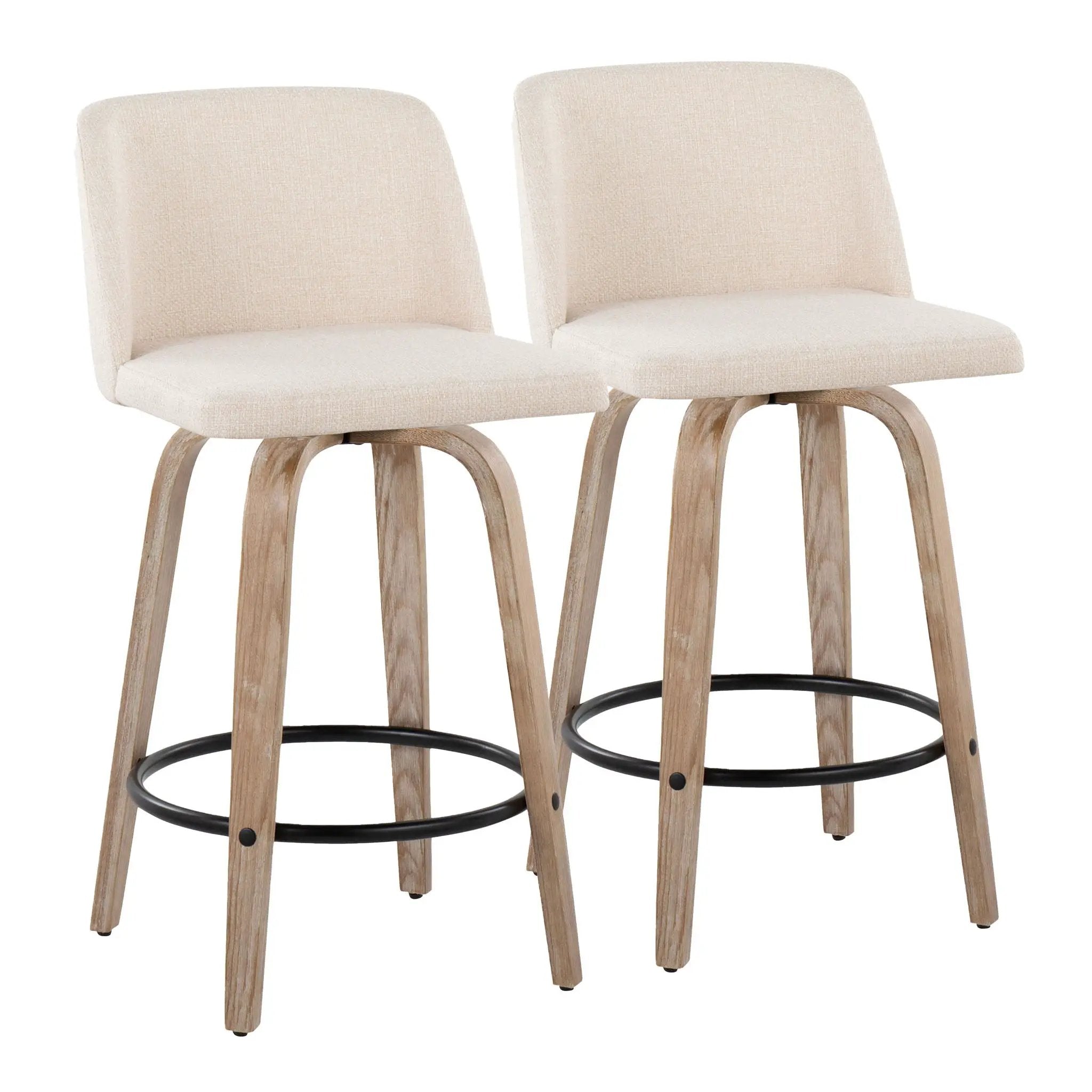 Toriano - Contemporary Fixed-Height Counter Stool & Swivel With Round Footrest (Set of 2) by HouseOfZazla