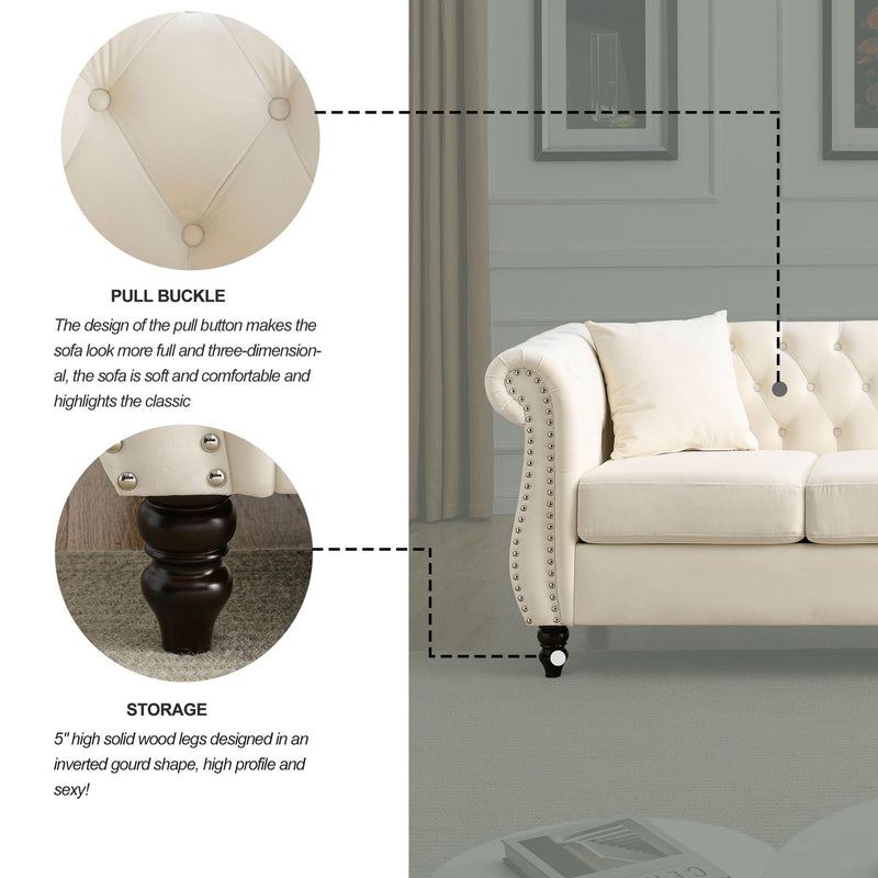 Chesterfield Sofa With Rolled Arms And Nailhead Trim by HouseOfZazla