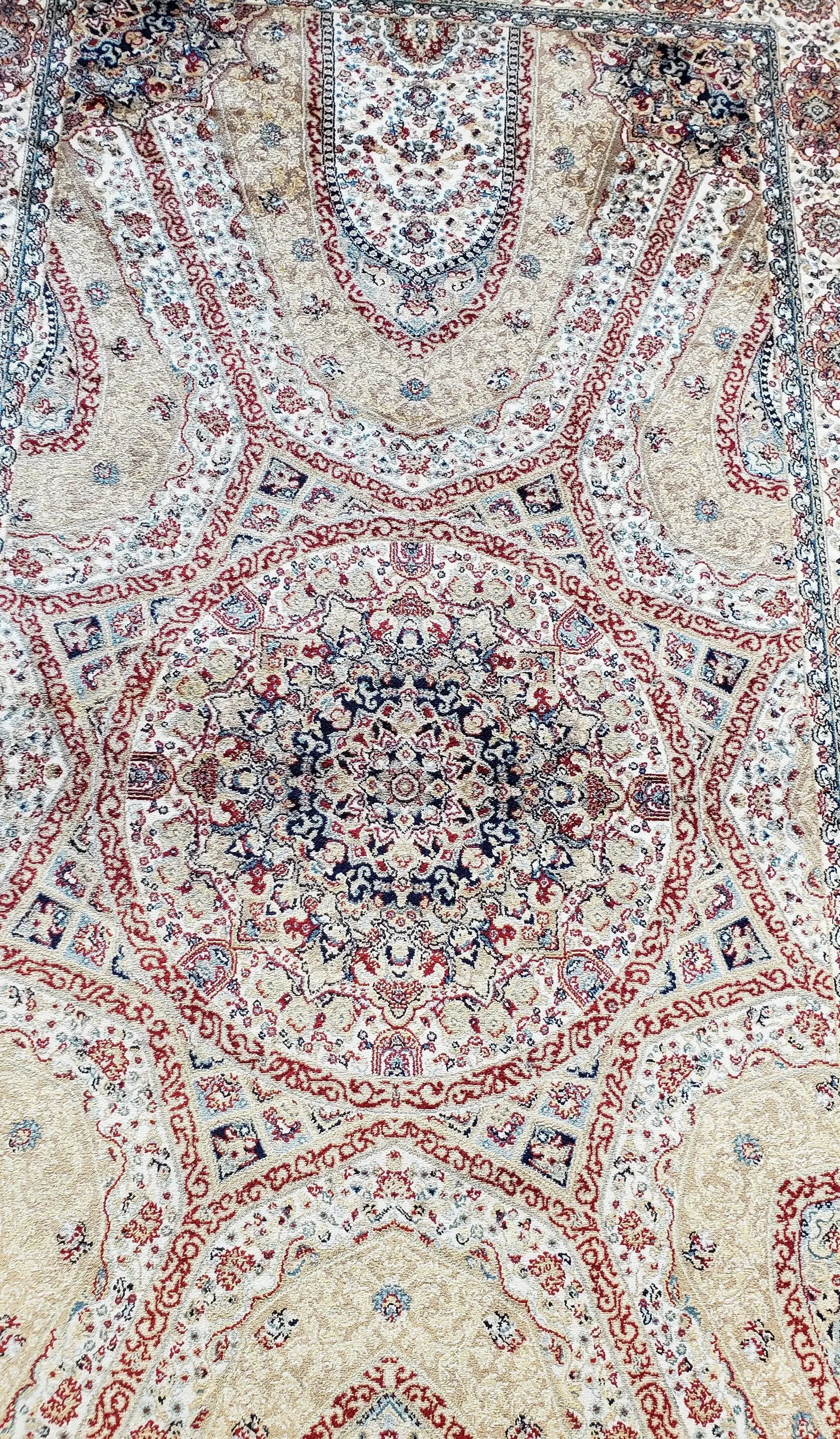 Beige & Cream Small Turkish Silk Rug, Bamboo Silk, Power-Loomed, Persian Design, High Quality, Soft Accent Rug, 3x5 ft, 2' 8" x 4' 11" by Jewel Rugs