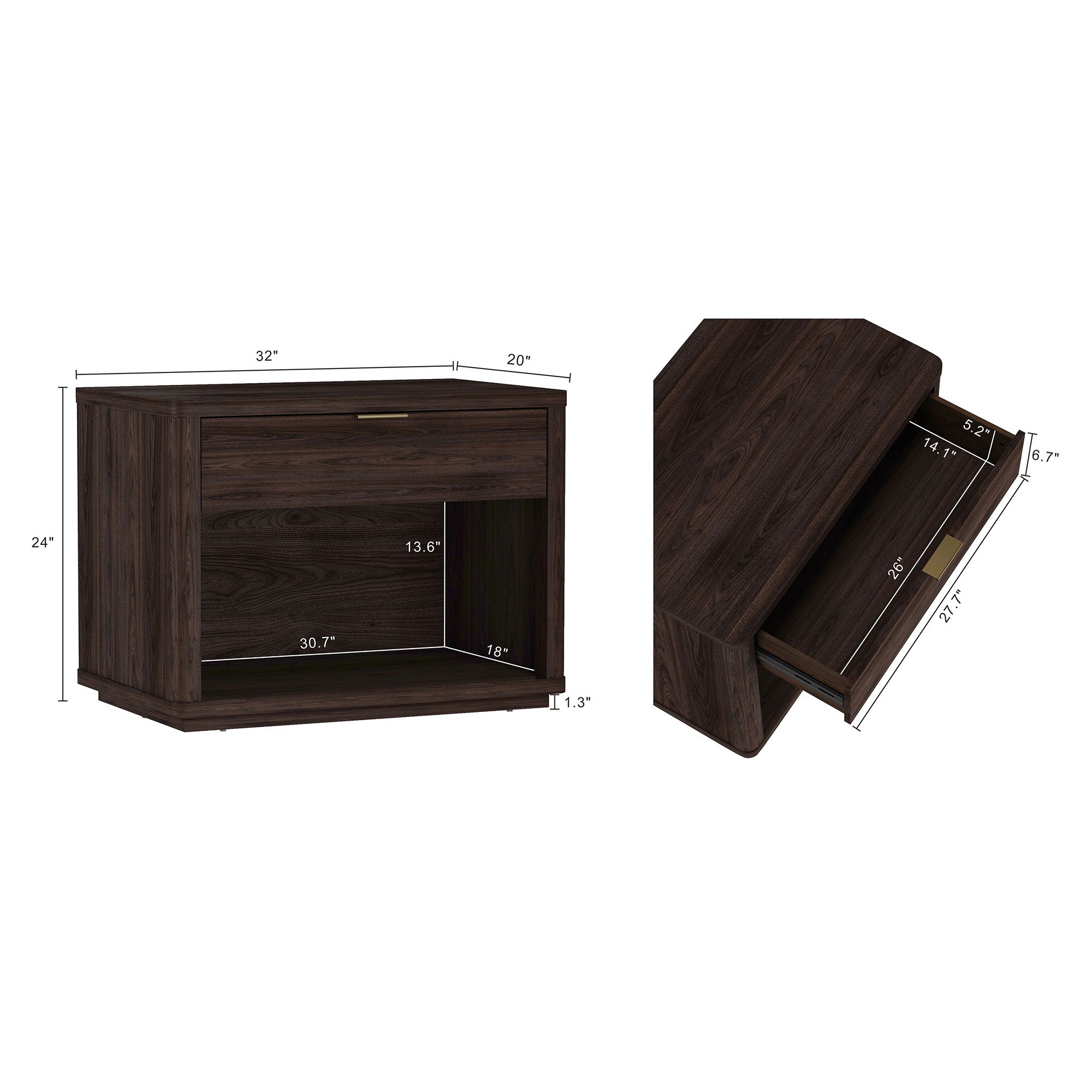 Evelyn - Nightstand With 1 Drawer And Open Shelf by HouseOfZazla