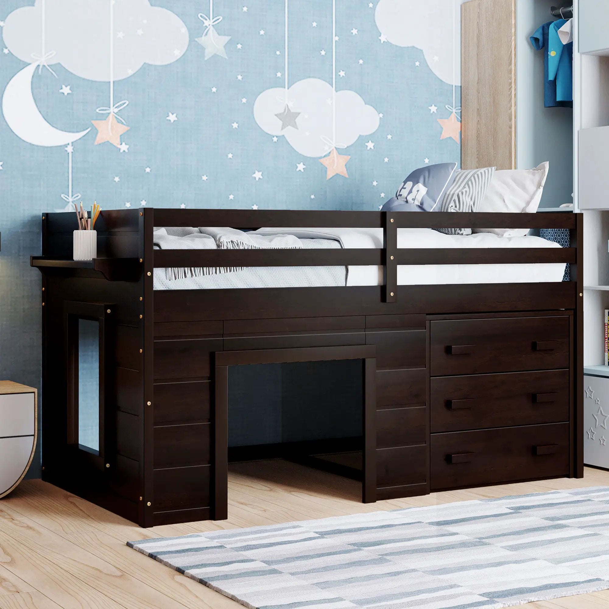 Loft Bed With Cabinet And Shelf by HouseOfZazla