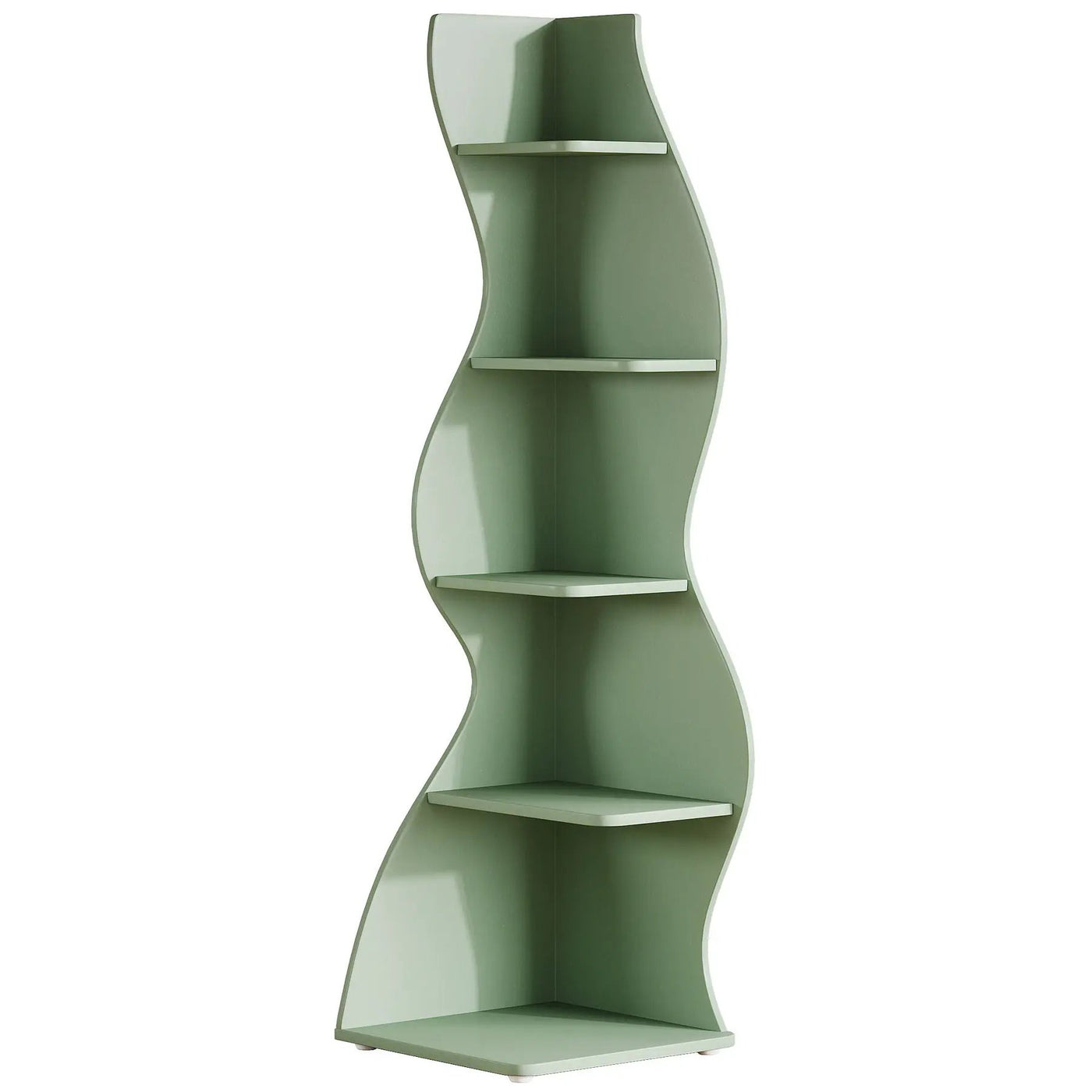 5 Tier Wavy Corner Bookshelf And Plant Stand For Living Room by HouseOfZazla
