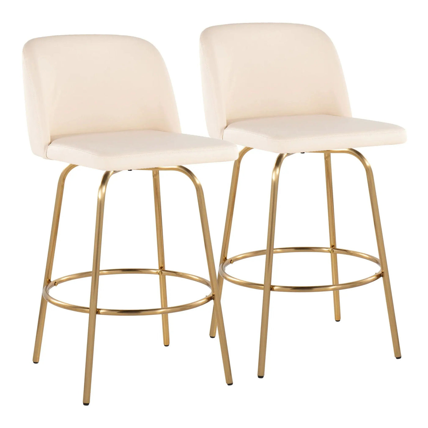 Toriano - Contemporary, Fixed Height Counter Stool With Swivel With Round Footrest (Set of 2) by HouseOfZazla