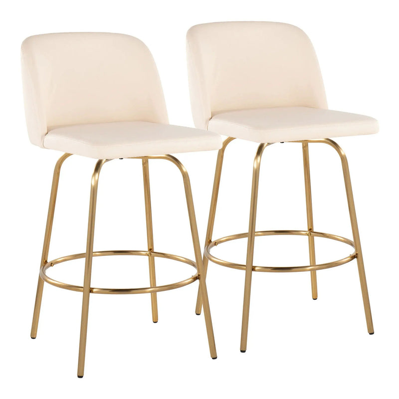 Toriano - Contemporary, Fixed Height Counter Stool With Swivel With Round Footrest (Set of 2) by Unique Piece Furniture
