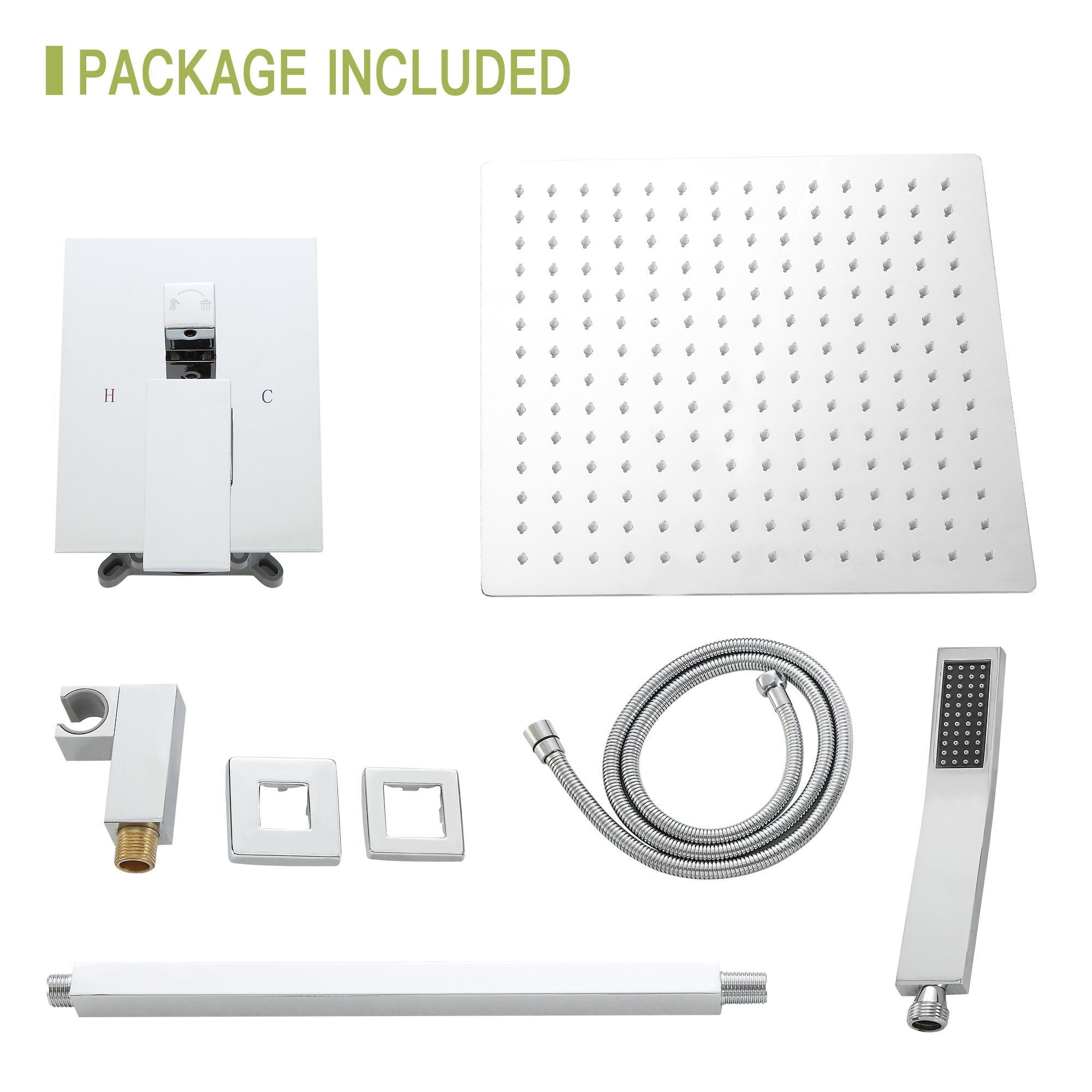Modern Dual Shower Head System With 16" Ceiling Mount Finish, Stainless Steel And Brass by HouseOfZazla