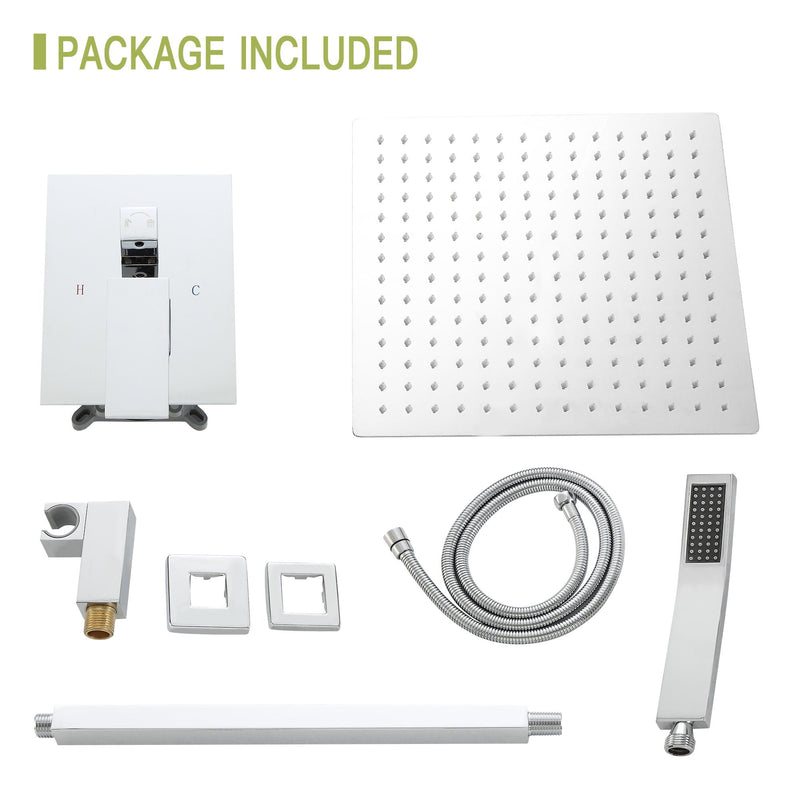 Modern Dual Shower Head System With 16" Ceiling Mount Finish, Stainless Steel And Brass by HouseOfZazla