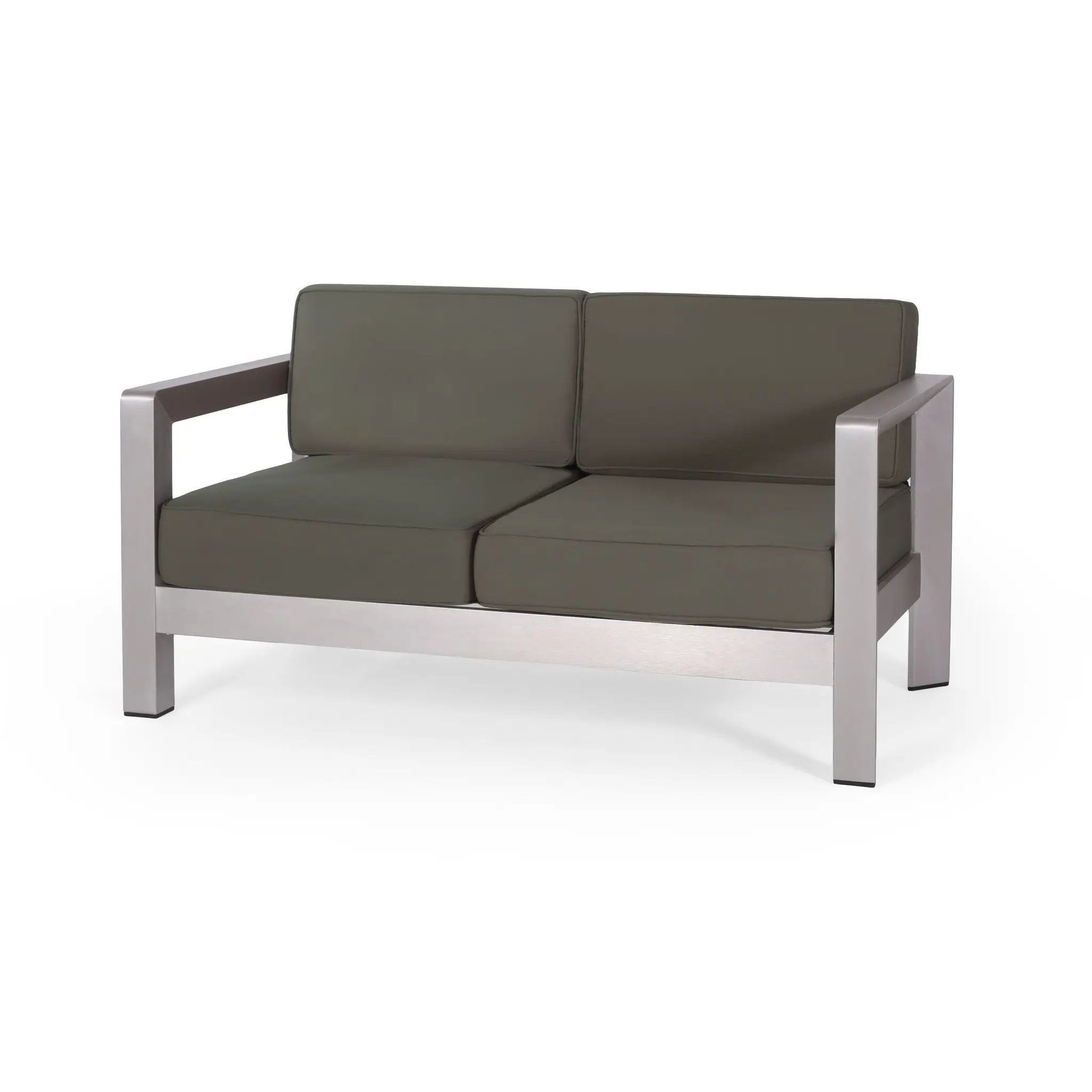 Outdoor Aluminum Loveseat – Low-Profile Patio Seating with Deep Cushions by HouseOfZazla