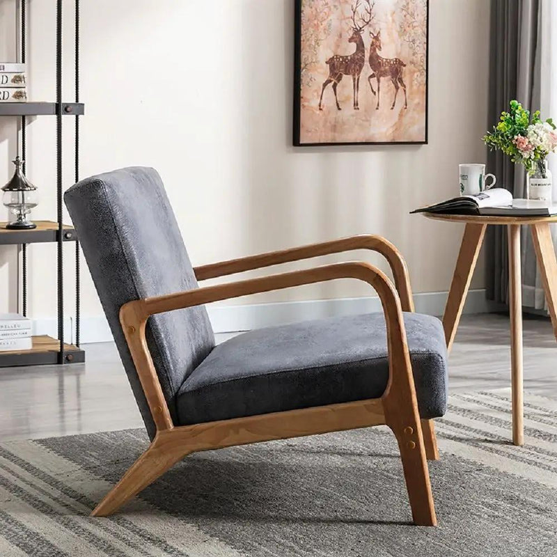 Classic Mid-Century Modern Accent Chairs, Open Framed Armchair With Cushioning by Unique Piece Furniture