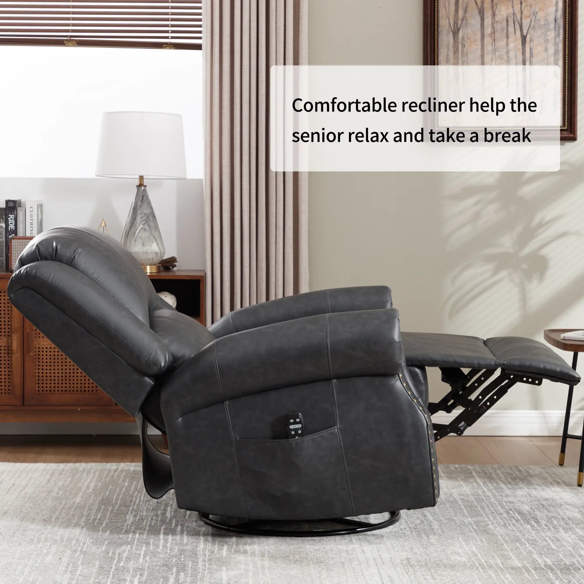 Heat Massage Manual Recliner Chair with Rocker and Swivel by HouseOfZazla