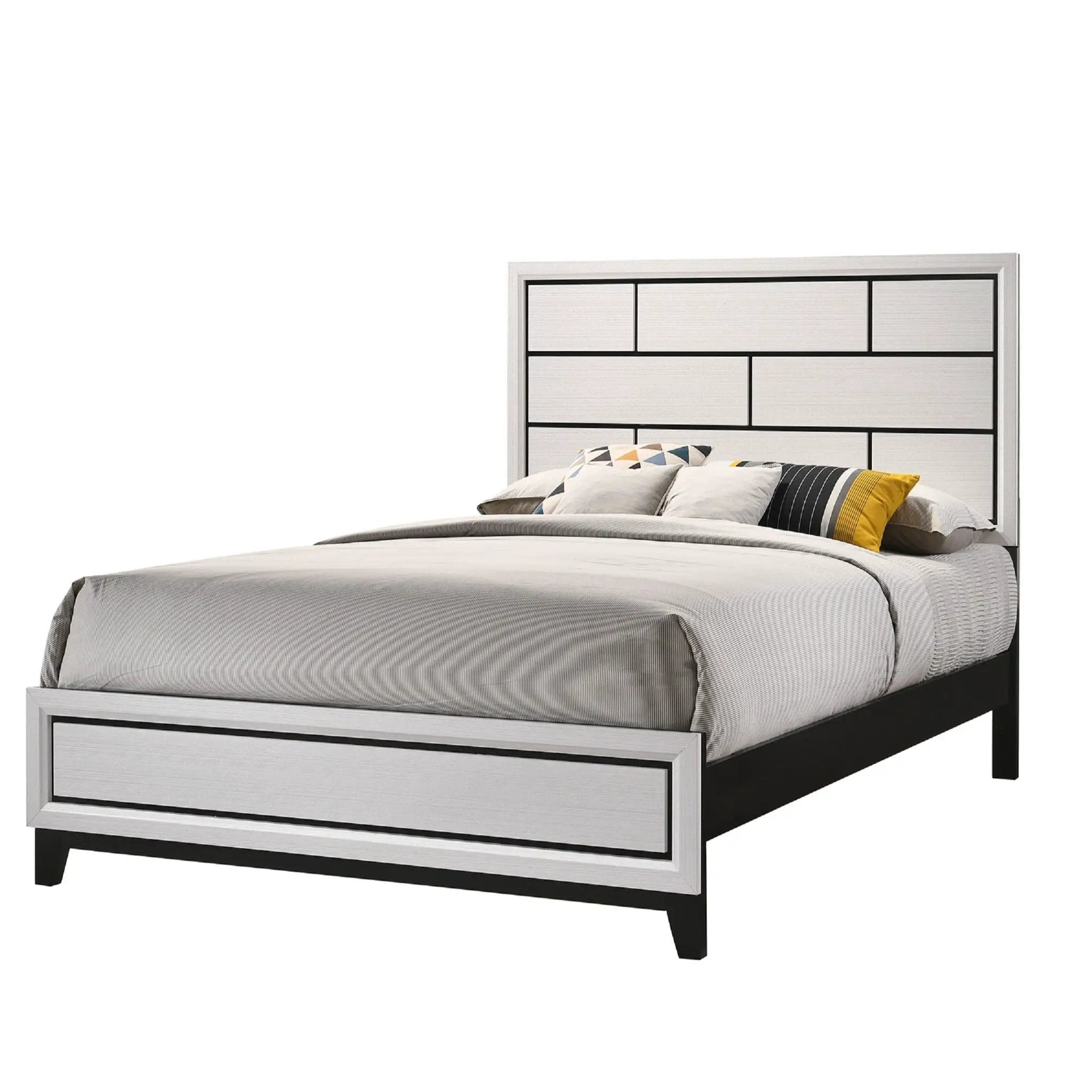 Contemporary Low Profile Bed With Geometric Headboard by Unique Piece Furniture
