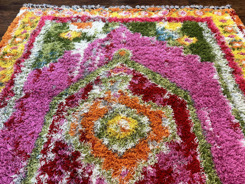 Colorful Shag Rug 8x10, Fuchsia and Multicolor by Jewel Rugs