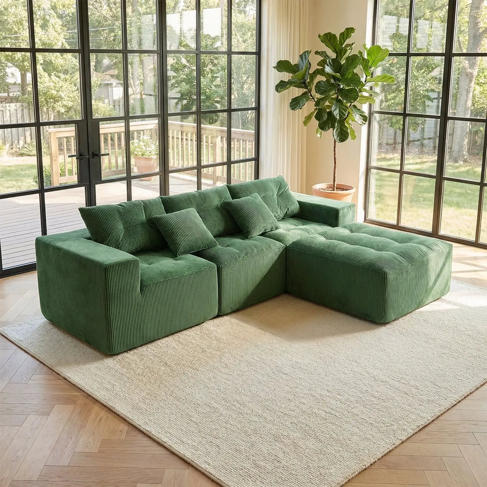 101" L-Shaped Modular Compression Sofa by HouseOfZazla