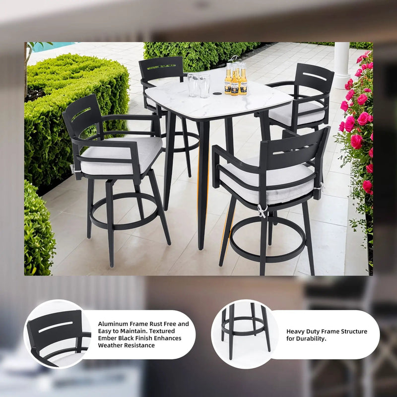 Outdoor Swivel Bar Chairs, 360 Degree Rotation, Ergonomic Backrest (Set of 2) by HouseOfZazla