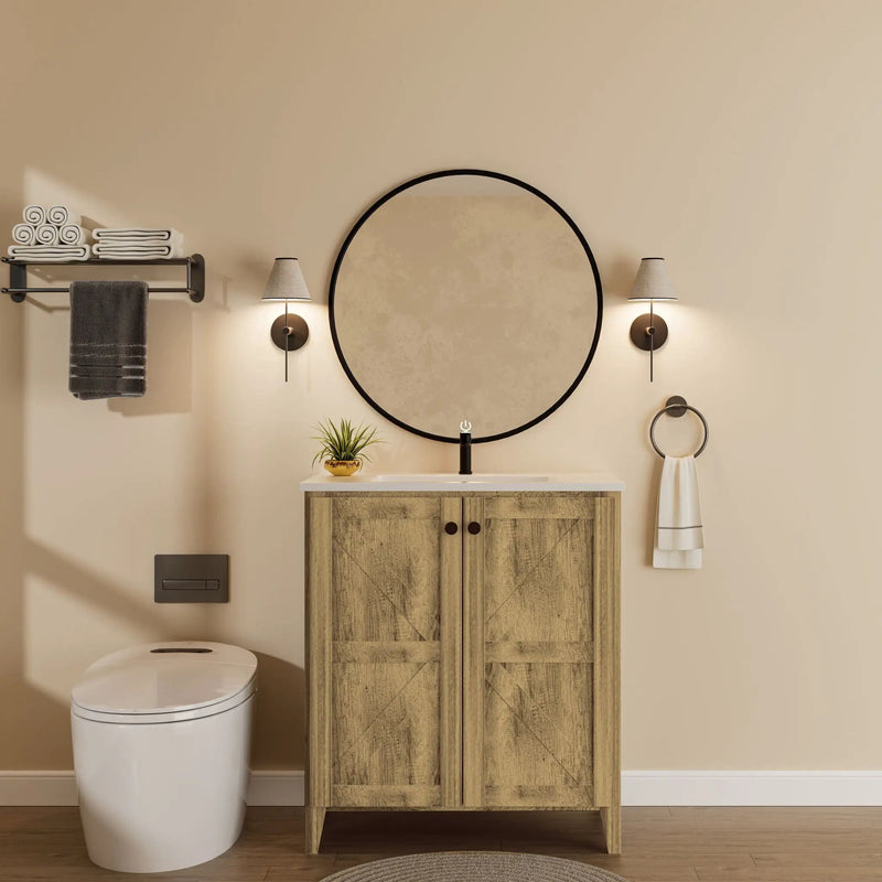 Folding Floor Cabinet With Ceramic Sink, Space Saving by Unique Piece Furniture