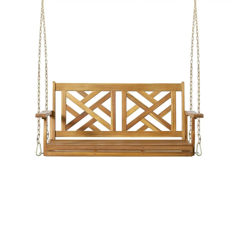 Alejandro Acacia Wood Porch Swing with Slat Panel Seating by HouseOfZazla