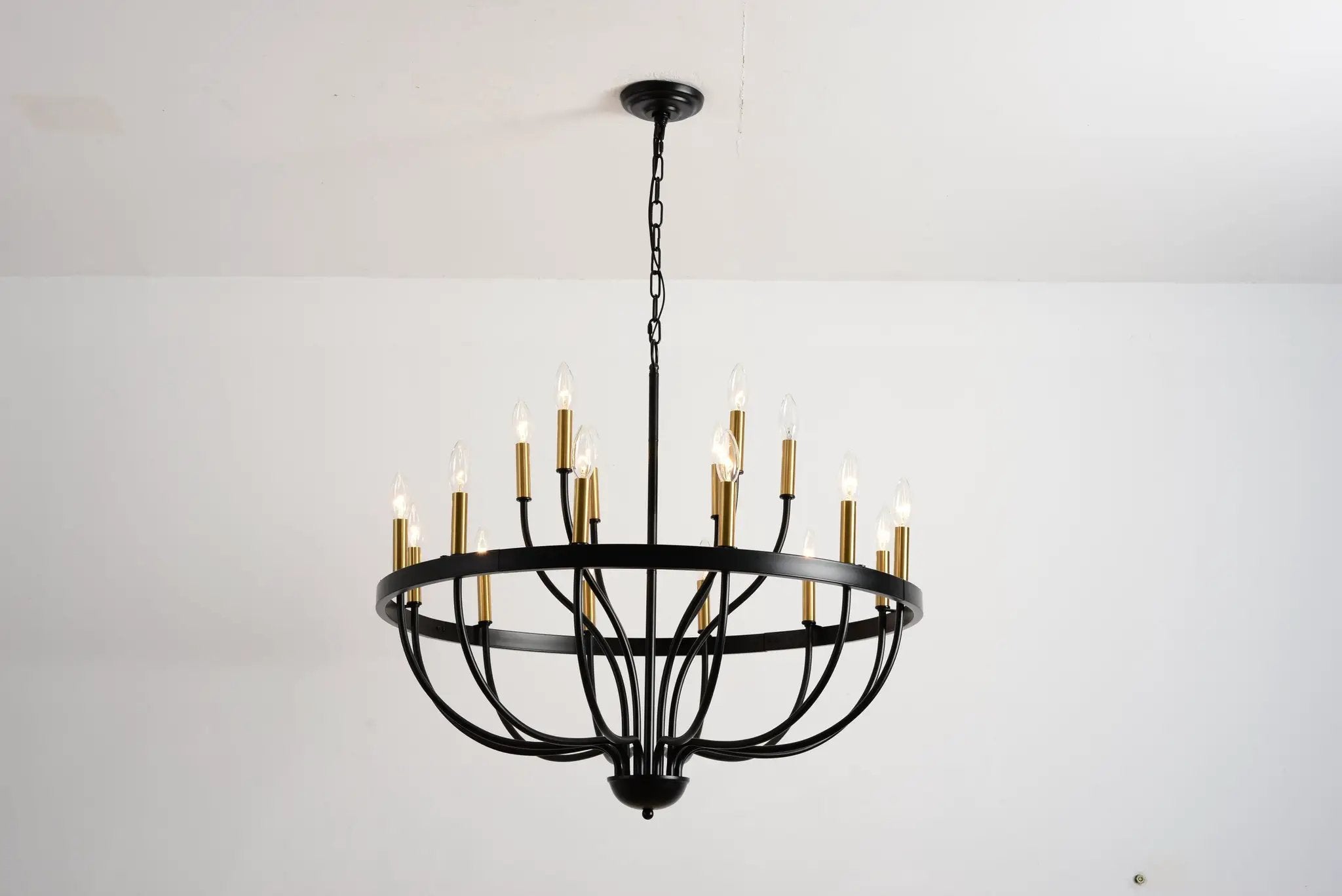 15-Light Industrial Iron Candle Chandelier Modern Farmhouse Pendant Light by HouseOfZazla