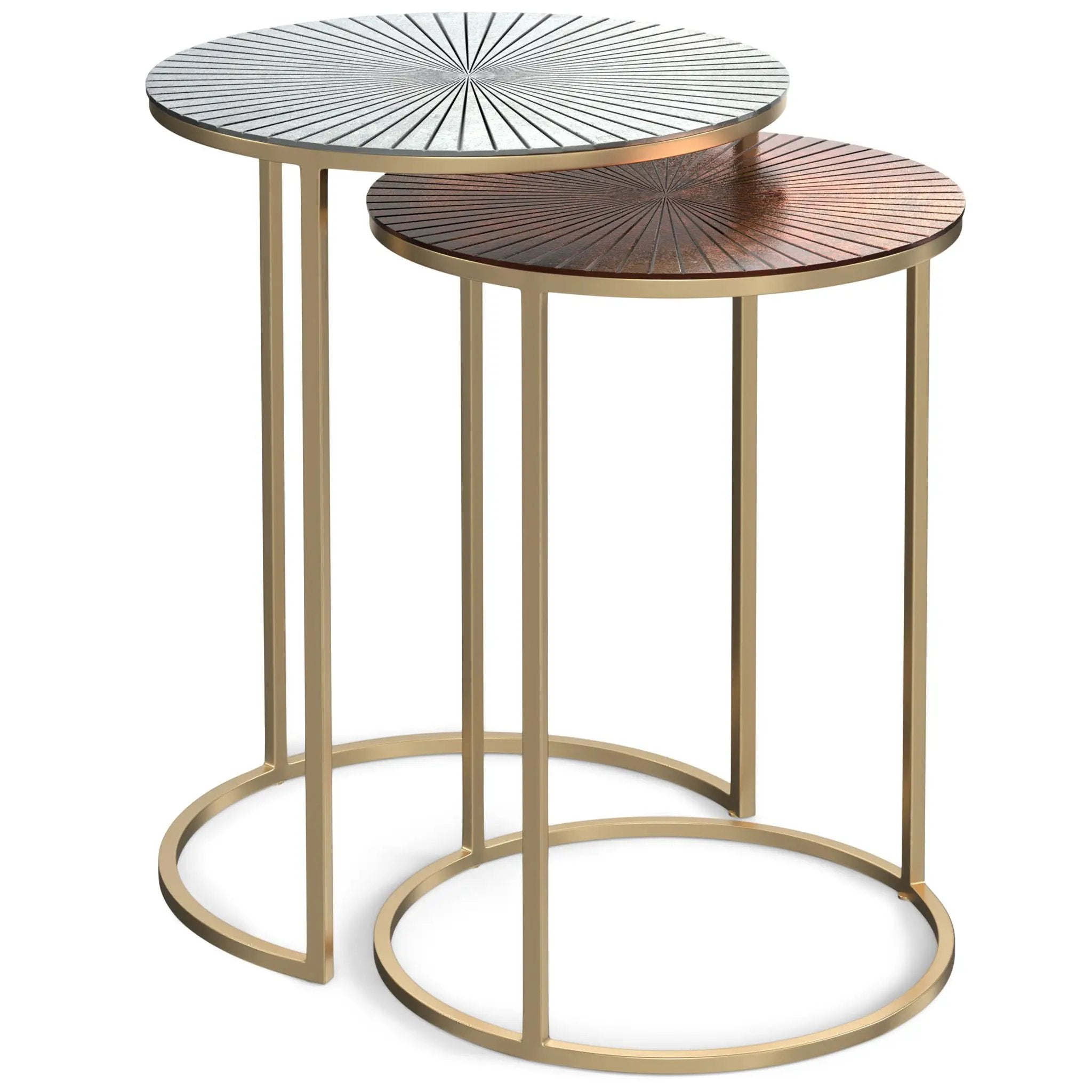 Drake - 2 Piece Nesting Table - Antique Nickel / Antique Copper by Unique Piece Furniture
