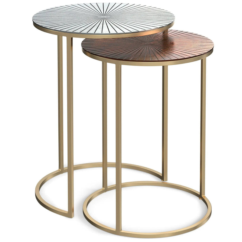 Drake - 2 Piece Nesting Table - Antique Nickel / Antique Copper by HouseOfZazla