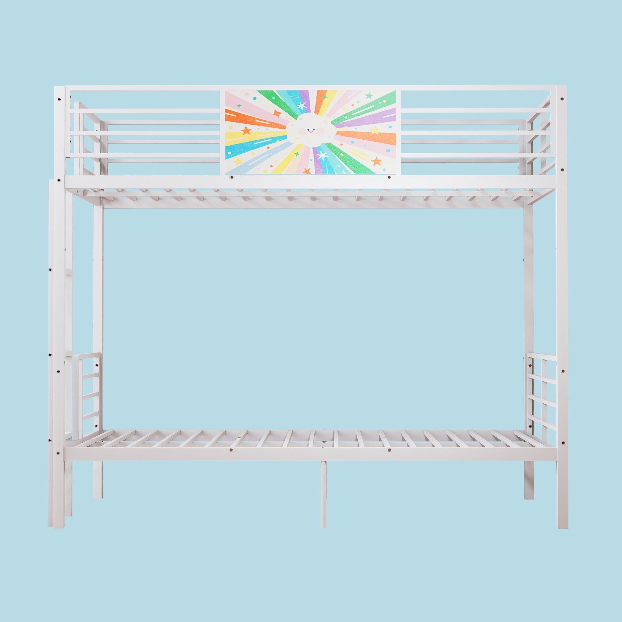 Bunk Bed, Convertible To 2 Separate Twin Size Beds & Full Length Guardrail & Ladder, No Box Spring Needed - White by HouseOfZazla