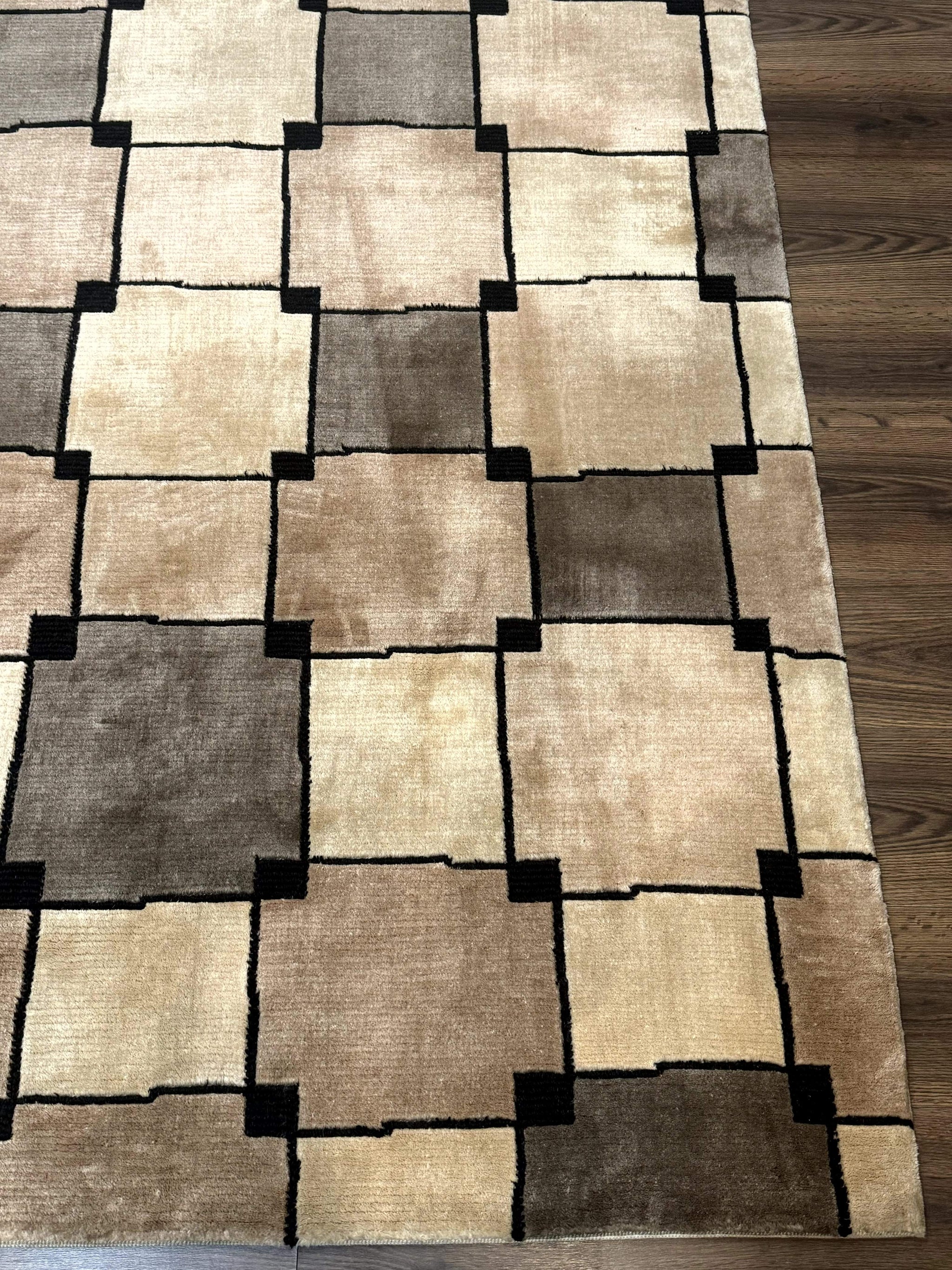 Tibetan Wool Rug 5x8, Contemporary Modern Carpet, Abstract Design, Soft Thick Pile, Pair B by Jewel Rugs