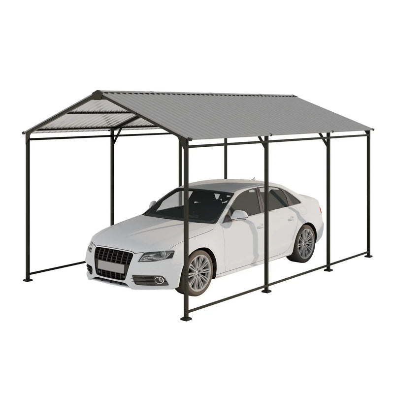 Metal Carport 10 5Ft Heavy Duty With Galvanized Steel Roof Metal Garage Canopy With Galvanized Steel Roof & Frame Car Tent Outdoor Storage Shed - Gray by HouseOfZazla
