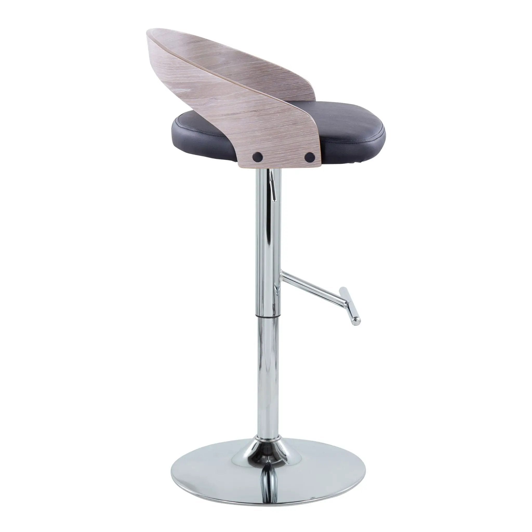 Grotto - Contemporary Adjustable Height Barstool With Swivel With Straight T Footrest (Set of 2) by Unique Piece Furniture