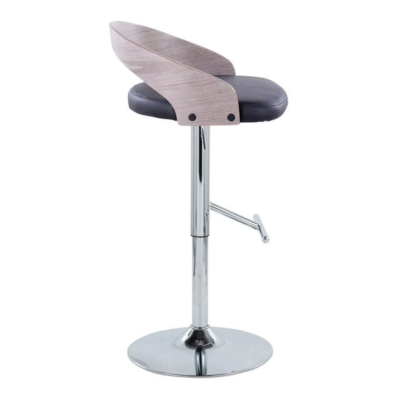 Grotto - Contemporary Adjustable Height Barstool With Swivel With Straight T Footrest (Set of 2) by HouseOfZazla