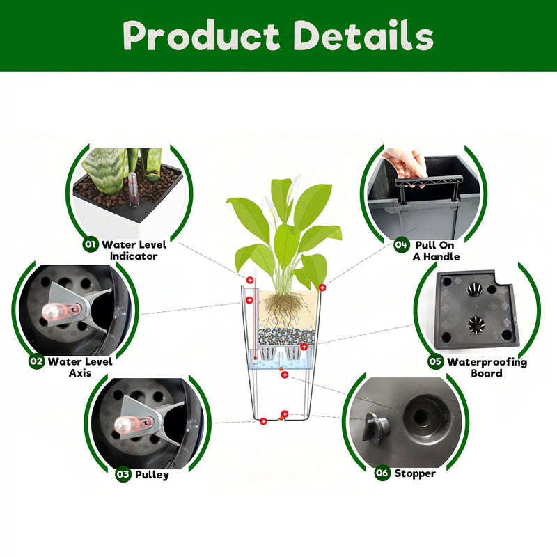 Pack of 2 Square Planters with Automatic Watering System by HouseOfZazla