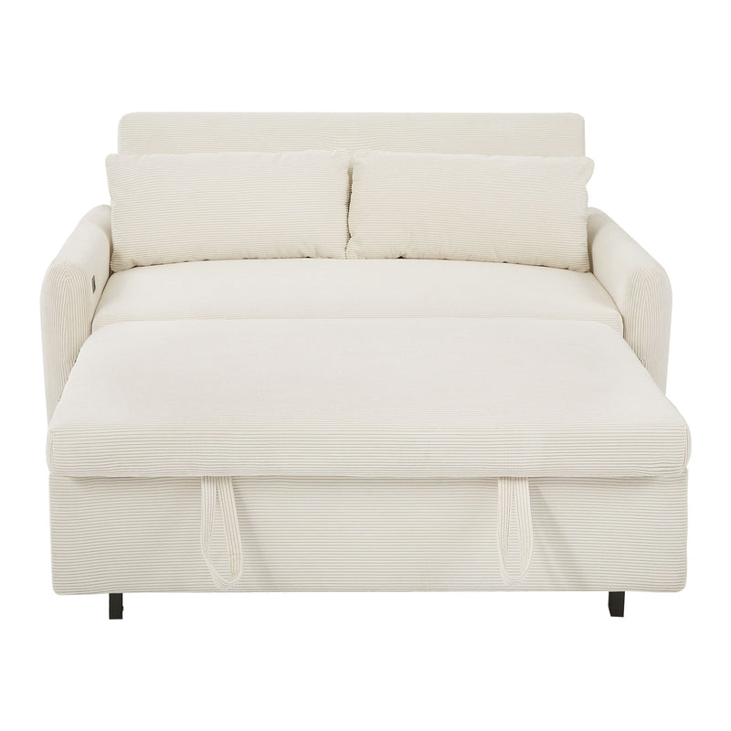 Pull-Out 2 Seat Modern Sleeper Sofa With 2 Throw Pillows And USB Ports by HouseOfZazla