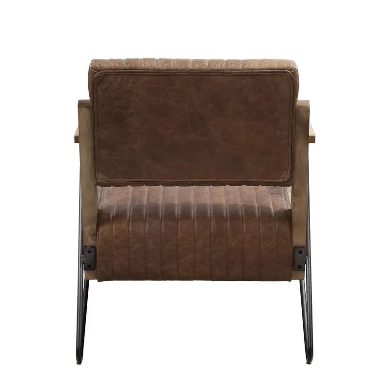 Eacnlz - Accent Chair - Cocoa Top Grain Leather & Matt Iron by Unique Piece Furniture
