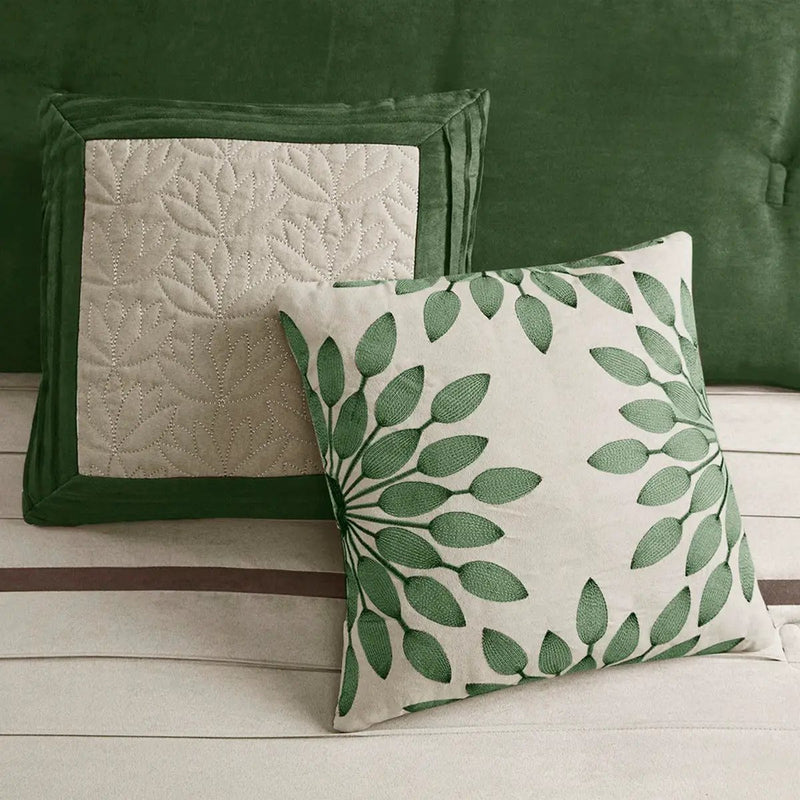 7 Pc Faux Suede Comforter Set Green Queen by HouseOfZazla