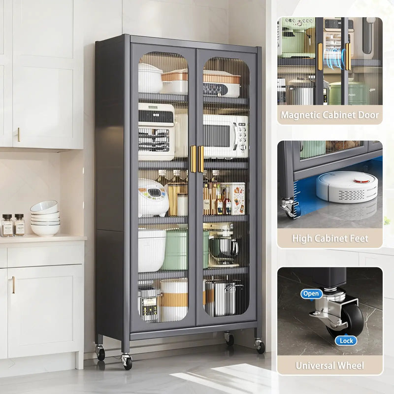 Open-Door Kitchen Shelving Floor-to-Ceiling Storage Cabinet by HouseOfZazla