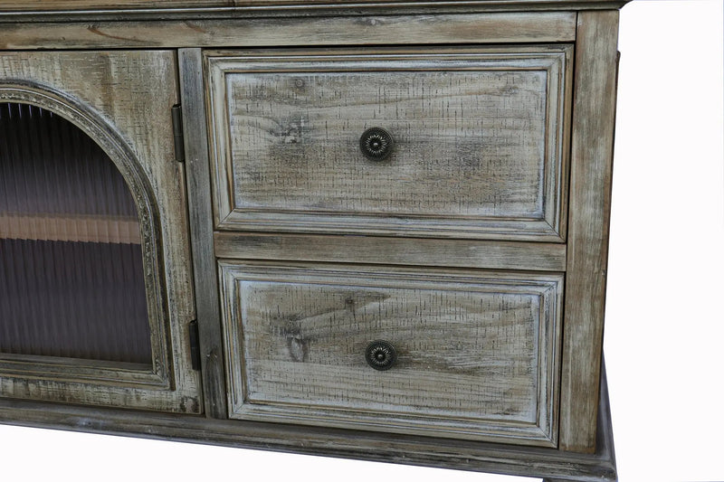 60" Farmhouse TV Stand with 4 Drawers & 2 Glass Doors by HouseOfZazla