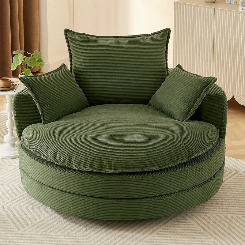 360° Swivel Accent Barrel Chair With Dual Layer Cushion And 3 Removable Pillows by HouseOfZazla