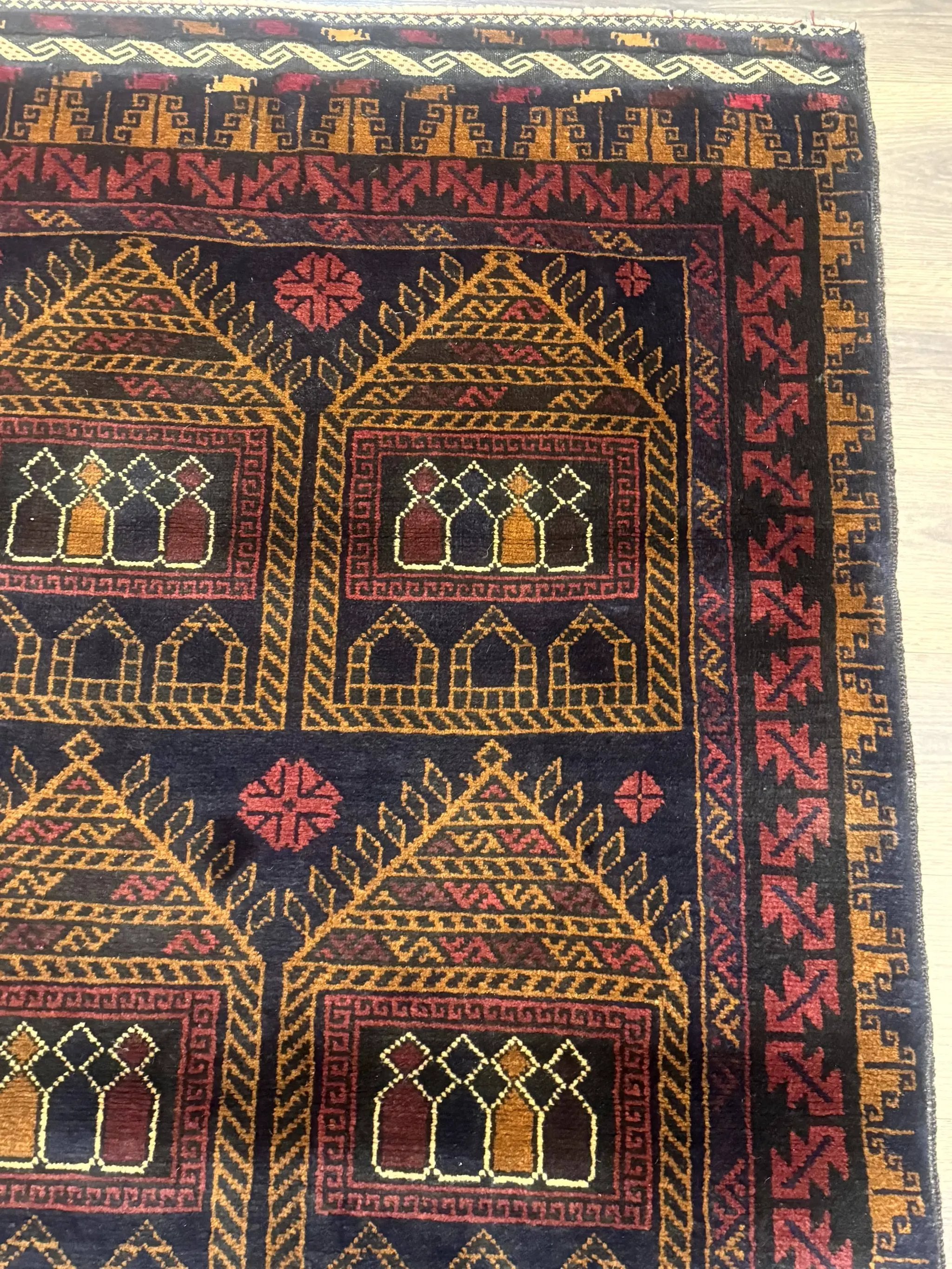 Afghan Rug 3x7, Navy Blue, Tribal Rug, Balouch Carpet, New by Jewel Rugs