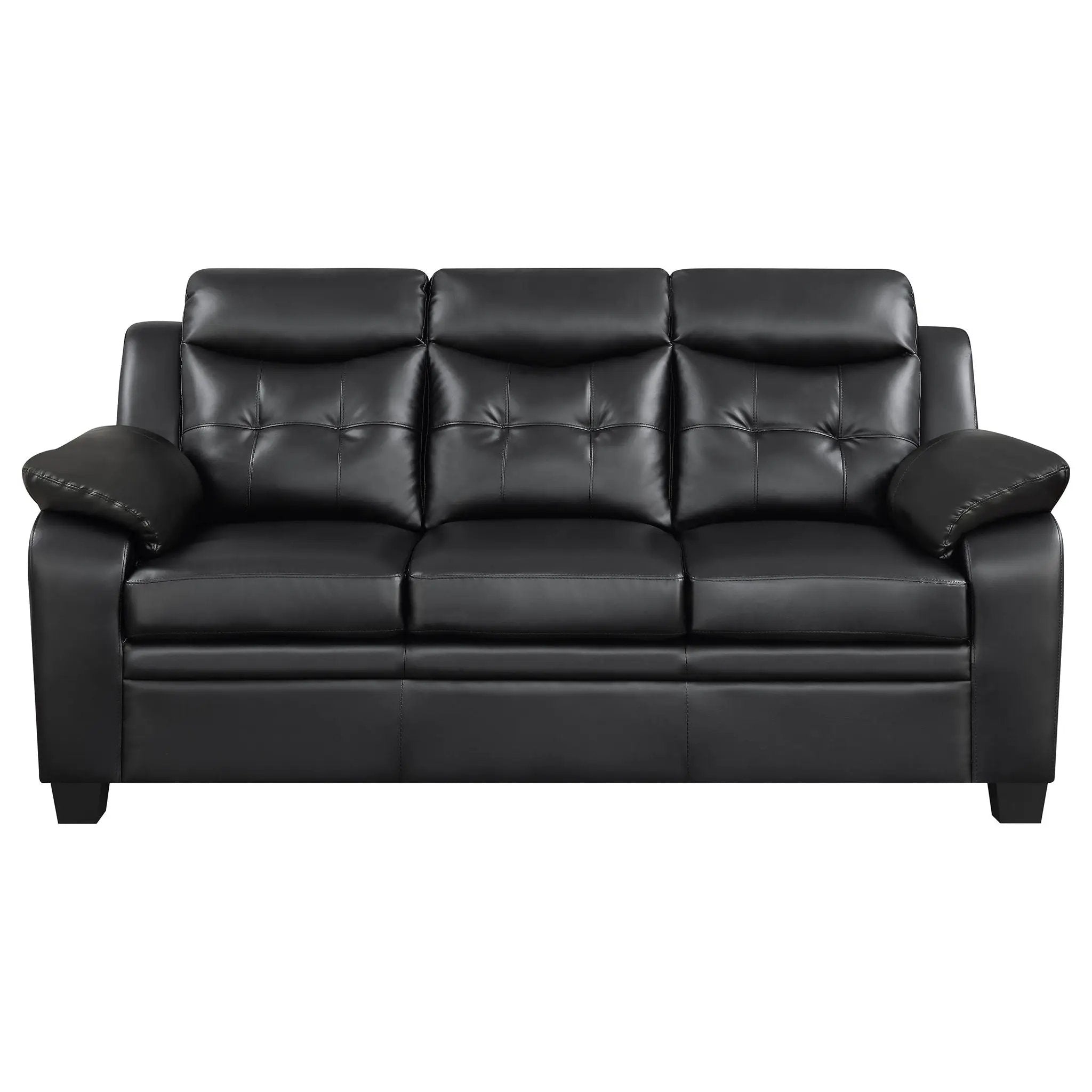 Finley 2-piece Upholstered Padded Arm Tufted Sofa Set Black by Unique Piece Furniture