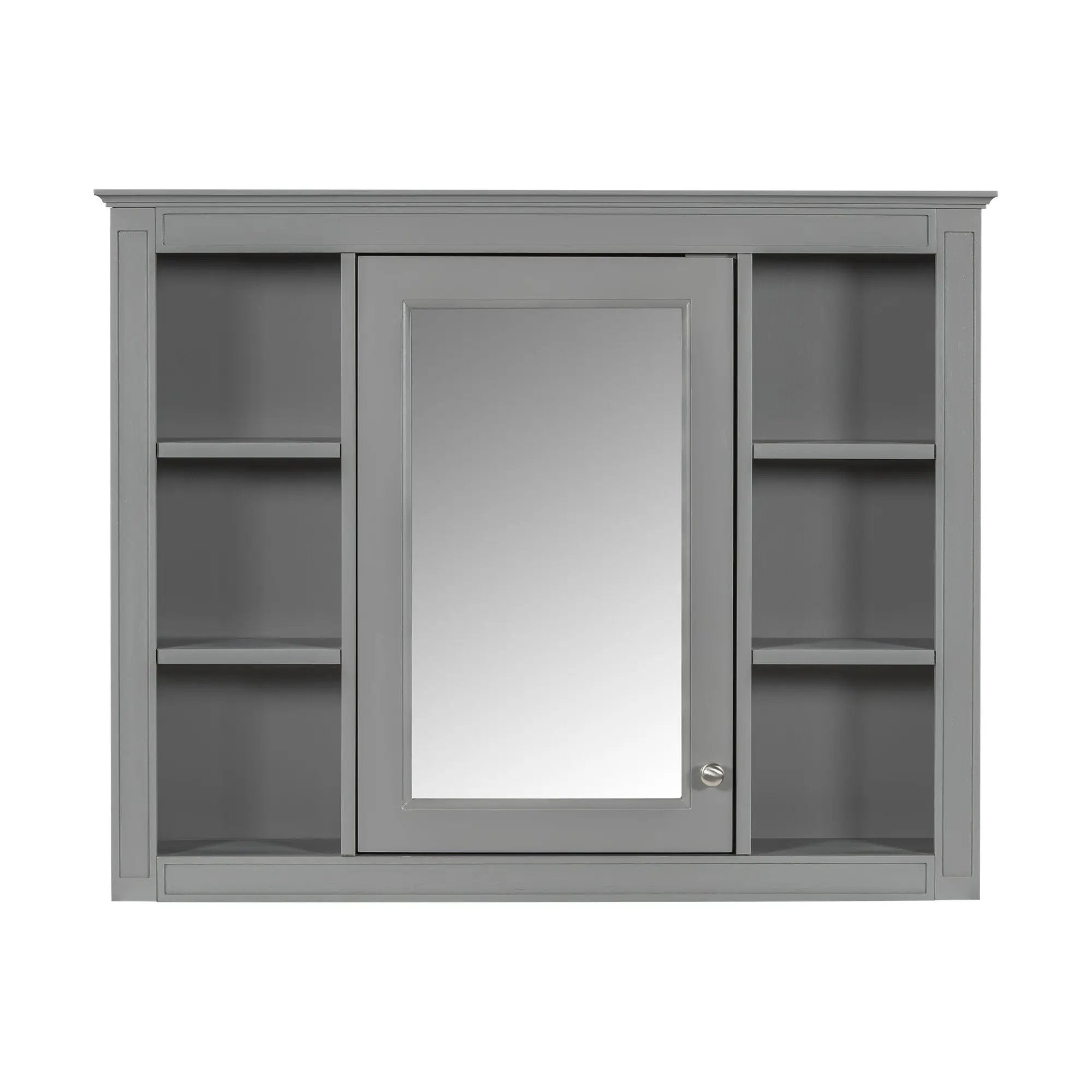 Wall Mounted Medicine Cabinet With Mirror, Storage Cabinet Featuring 6 Open Shelves And Adjustable Interior by HouseOfZazla