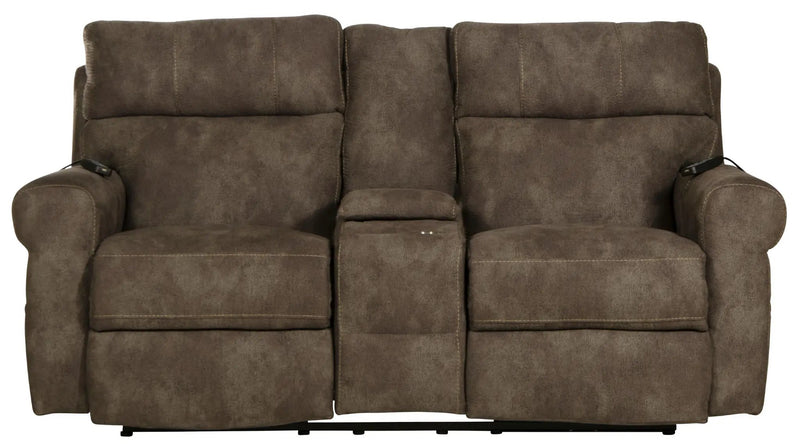 Tranquility - Power Headrest Power Lay Flat Reclining Cons Loveseat With CR3 Heat / Massage / Lumbar - Pewter by Unique Piece Furniture