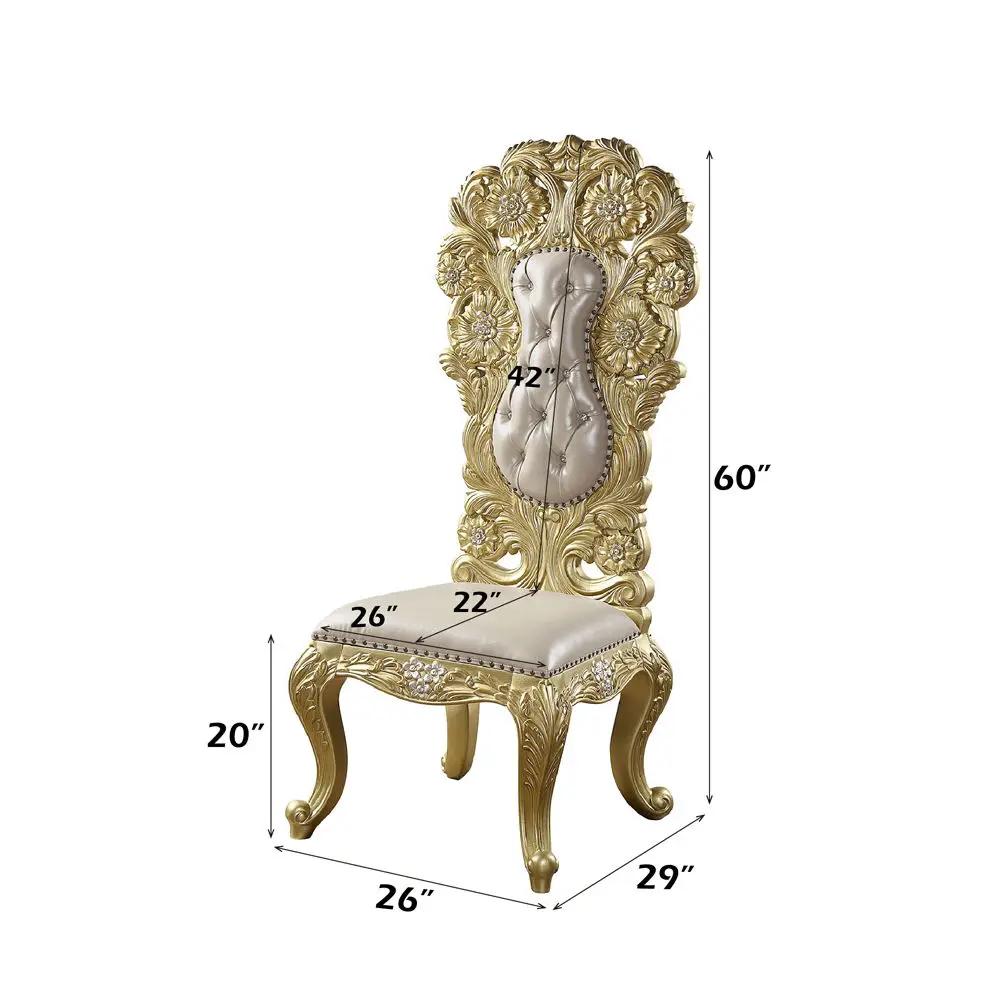 Cabriole - Side Chair (Set of 2) - Light Gold Synthetic Leather & Gold by Unique Piece Furniture