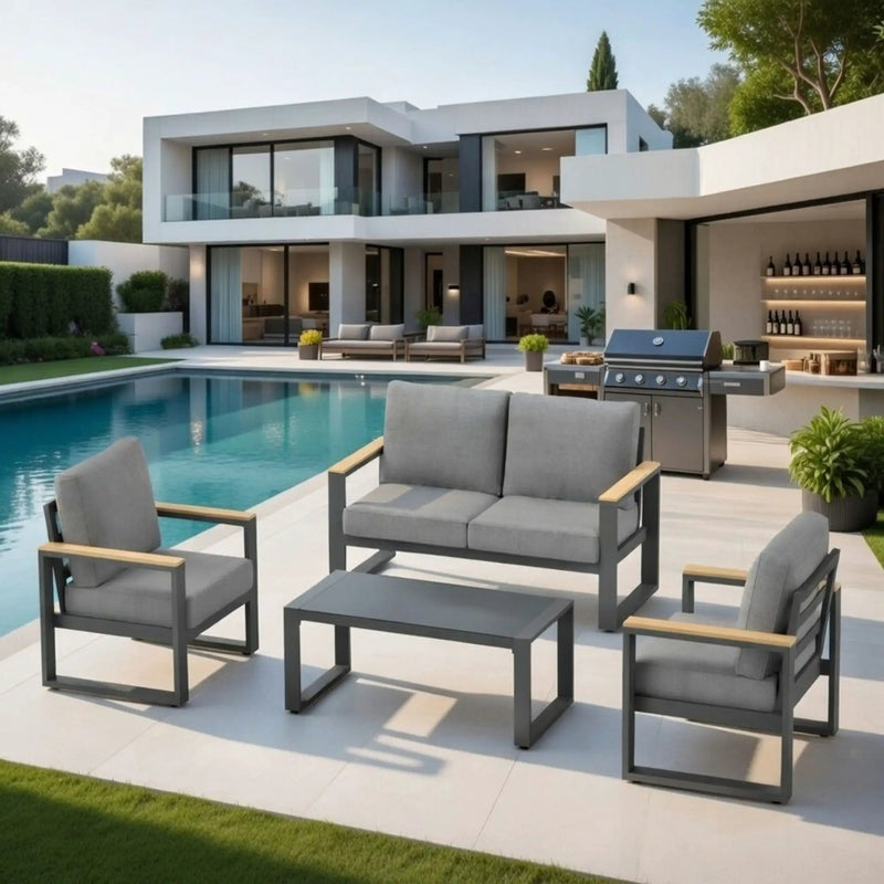 Modern Outdoor Sofa Set With Coffee Table by HouseOfZazla