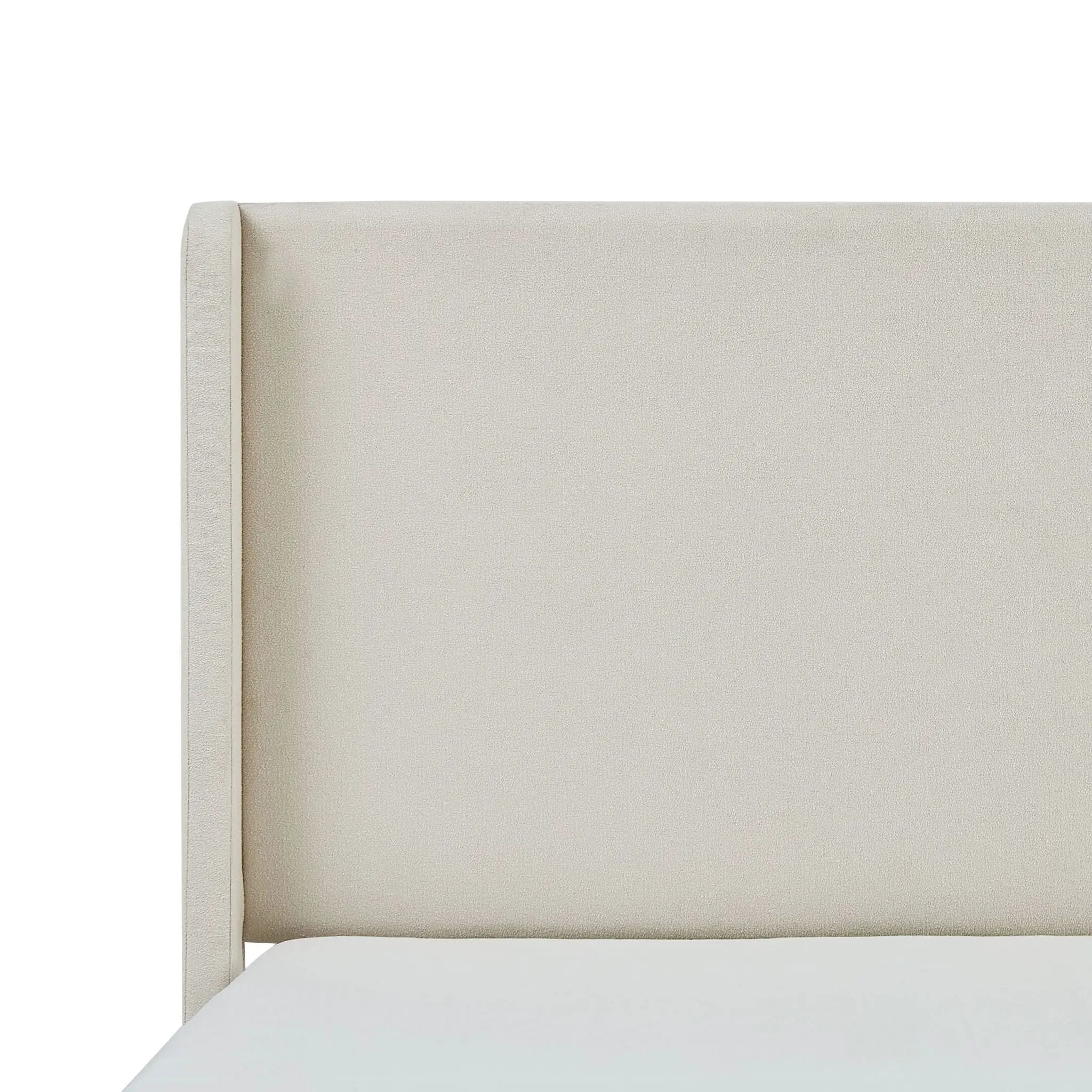 Carmen - King Size Upholstered Wingback Bed - Ivory by HouseOfZazla