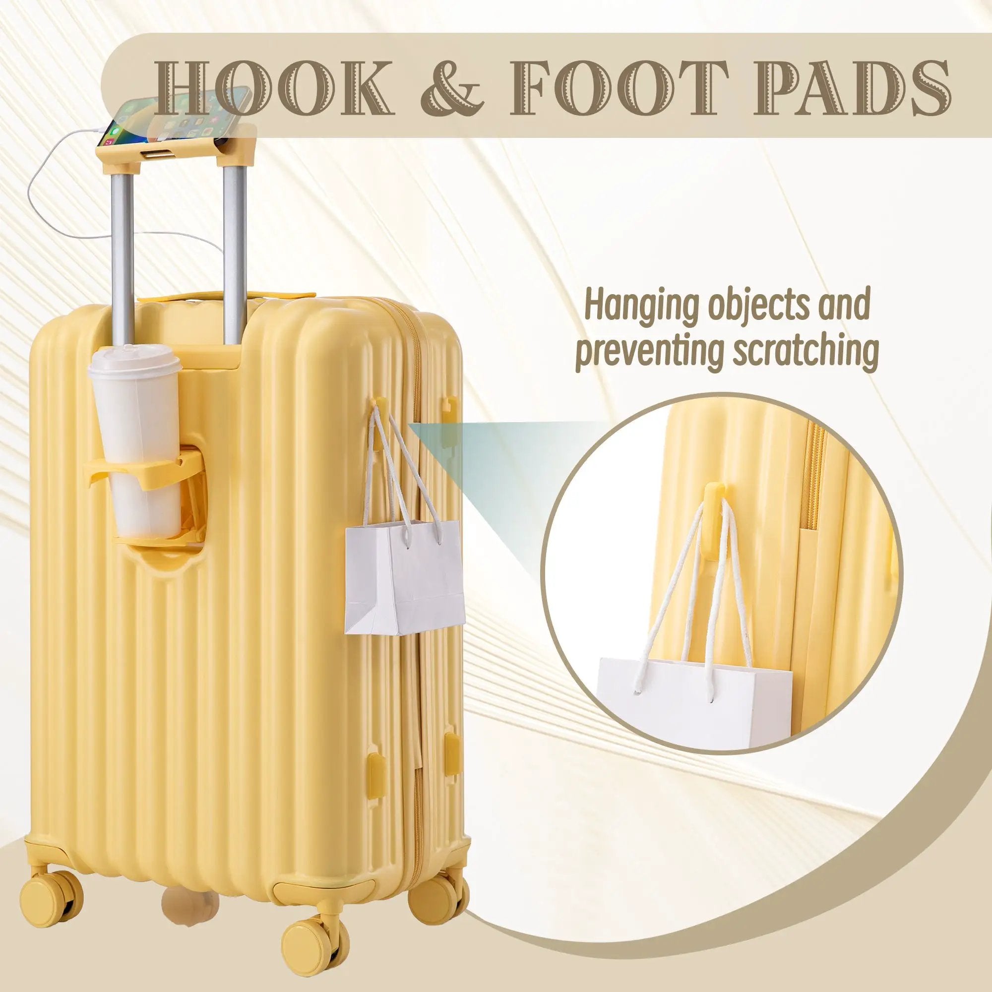 3-Piece ABS Spinner Wheel Luggage Set in Yellow by HouseOfZazla
