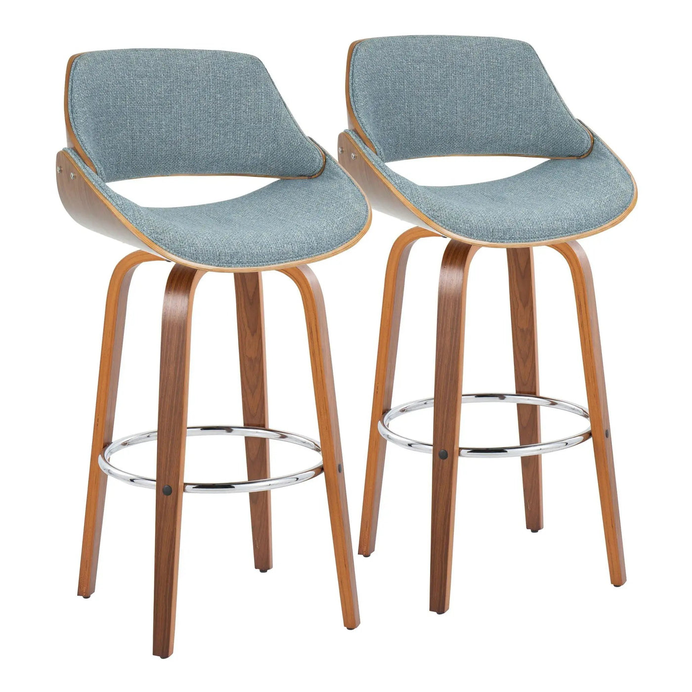 Fabrizzi - Mid Century Modern Fixed Height Barstool With Swivel With Round Footrest (Set of 2) by HouseOfZazla