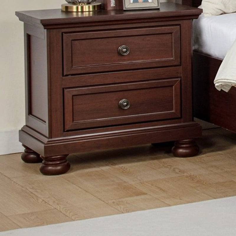 1 Piece Nightstand, 2 Drawer Storage Bedroom Furniture - Brown / Cherry by HouseOfZazla