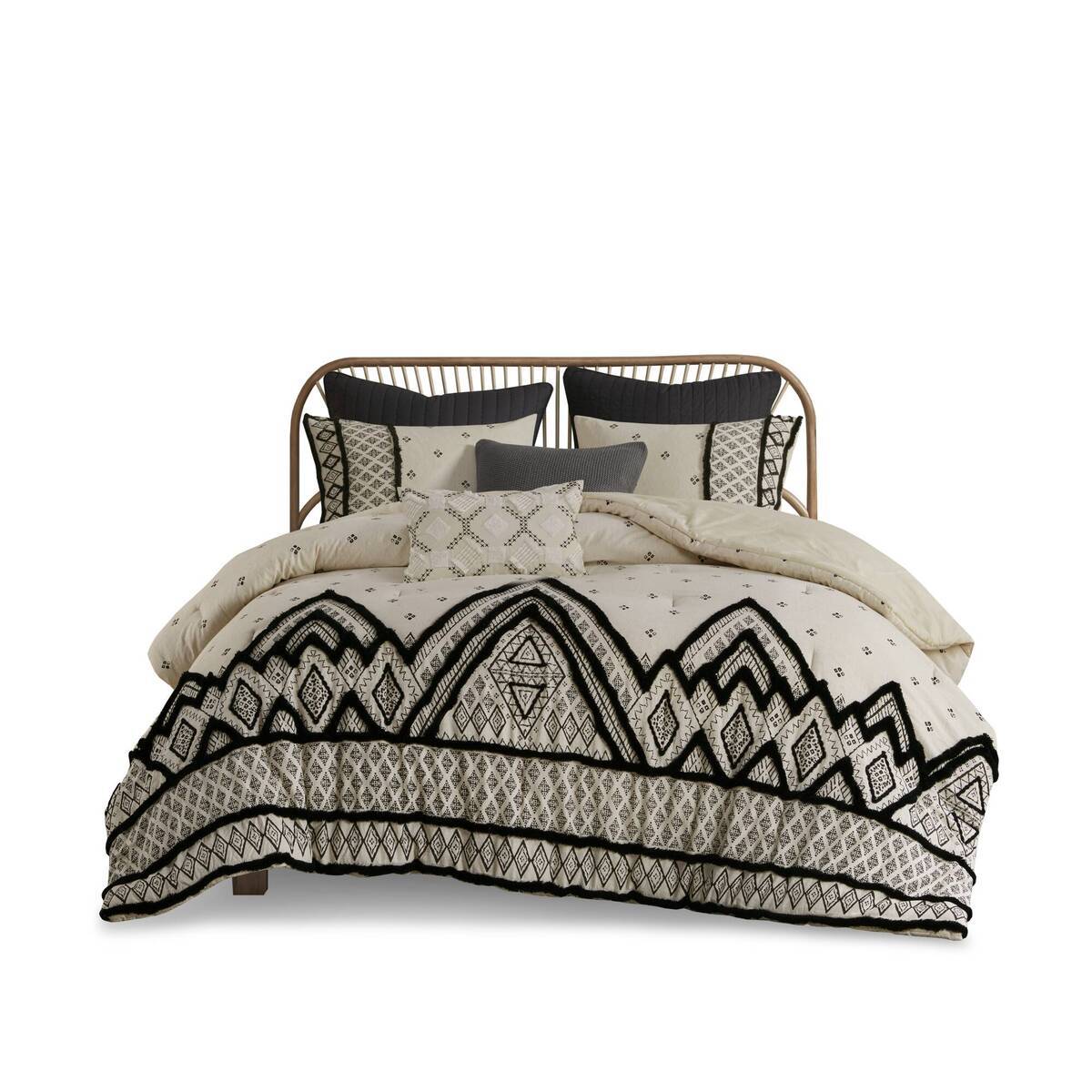 3 Piece Cotton and Flax Linen Blend Comforter Set Natural Full/Queen by HouseOfZazla