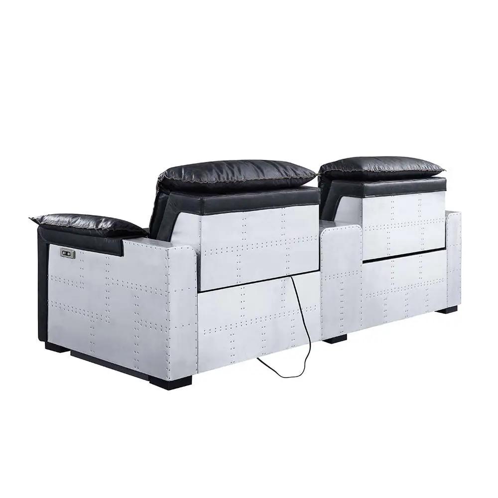 Misezon - Power Motion Recliner - Black Top Grain Leather & Aluminum by Unique Piece Furniture