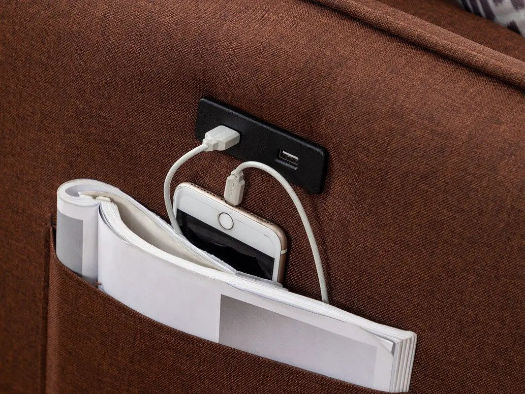 Mia - Sectional Sofa Chaise With USB Charger And Pillows by Unique Piece Furniture