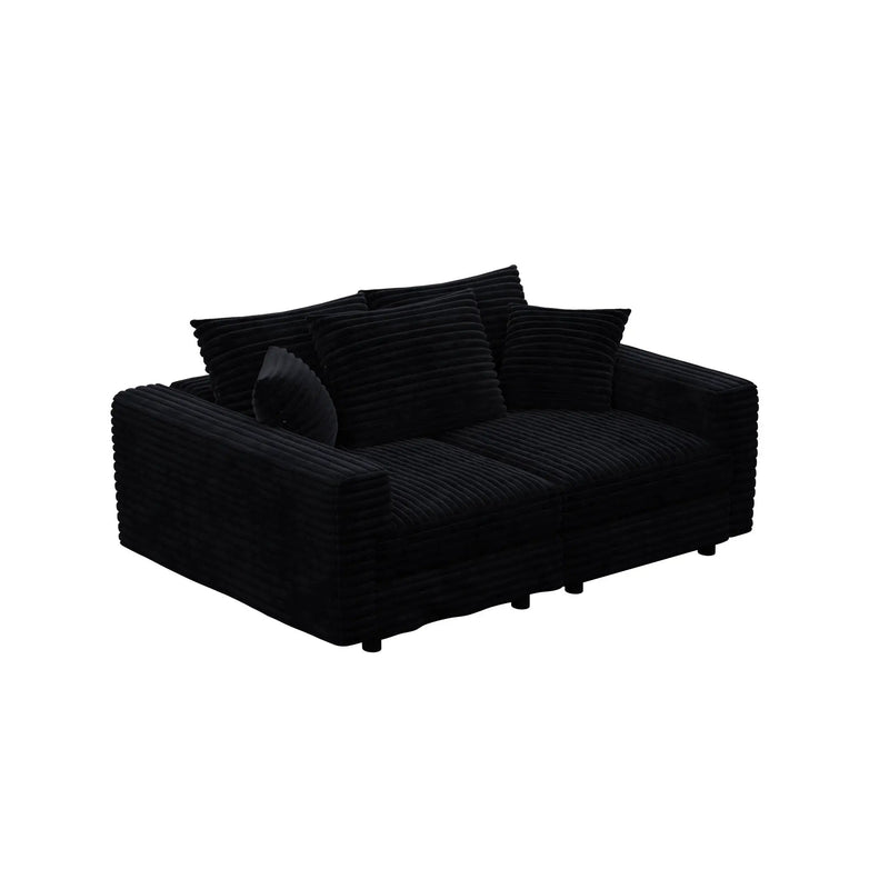 Deep Seat Convertible Sofa With Soft Pillows And Ottomans