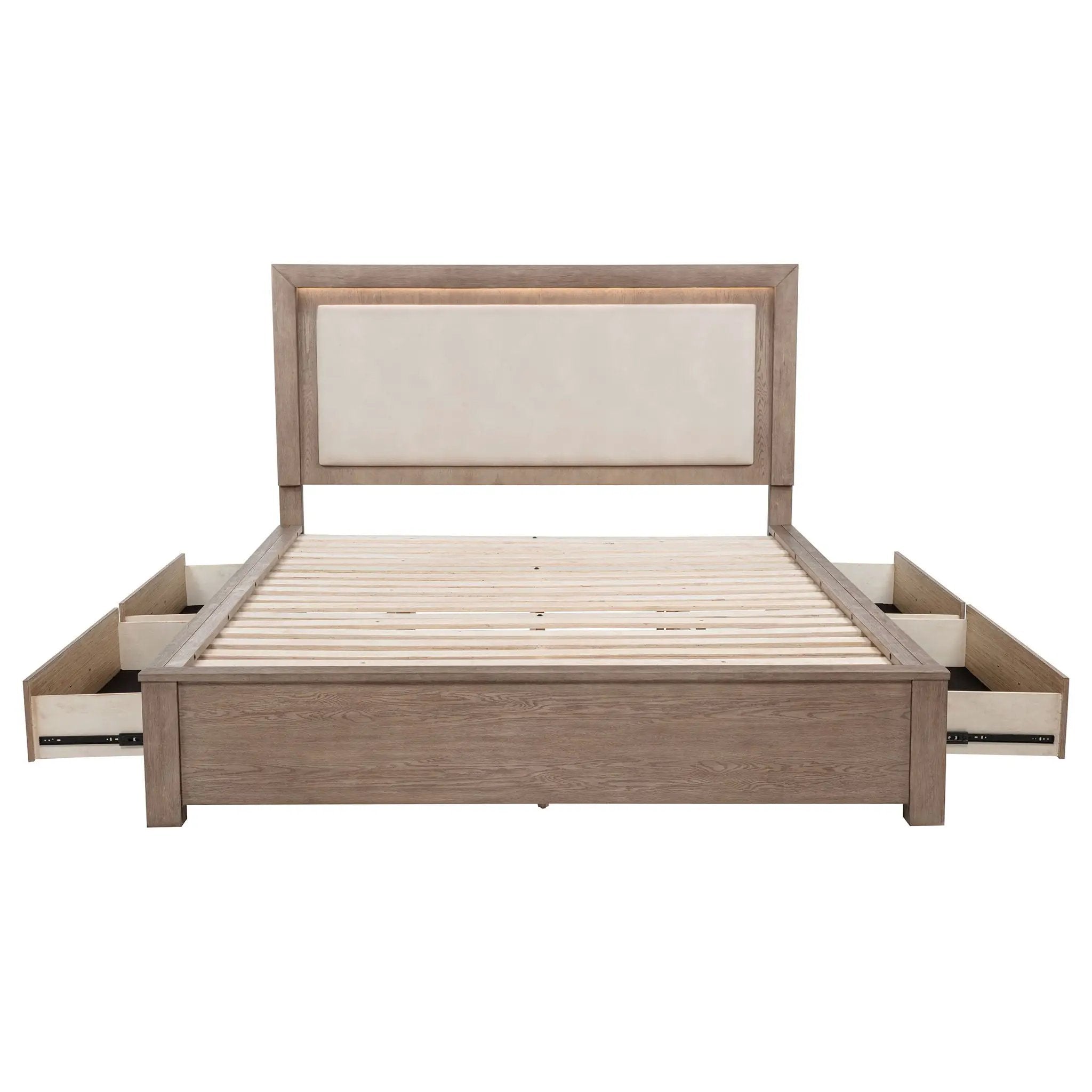 Kenora 56-inch California King LED Storage Bed Barley Brown by Unique Piece Furniture